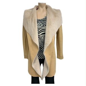 Chic Tan and Cream Waterfall Cardigan Size L